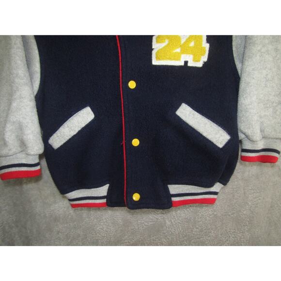 Vintage Baby Kisses Varsity Jacket 24 Patch Hooded Fleece Boys 18M Blue Red - Picture 3 of 7